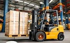 Forklift carrying pallets